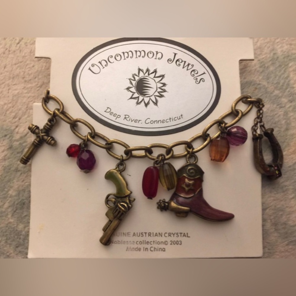 Cowboy Charm Bracelet With Genuine Austrian Crystals NWT